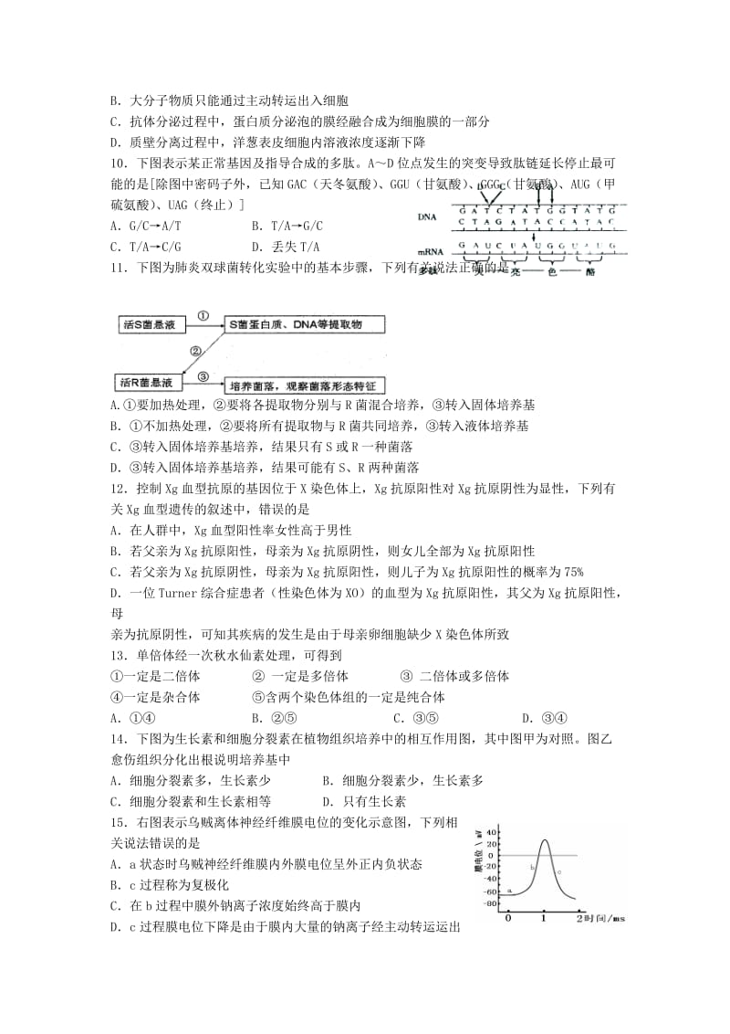 2019年高三生物小题专练12.doc_第2页