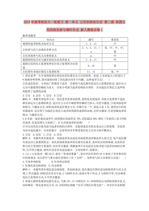 2019年高考政治大一輪復(fù)習(xí) 第一單元 公民的政治生活 第二課 我國(guó)公民的政治參與課時(shí)作業(yè) 新人教版必修2.doc