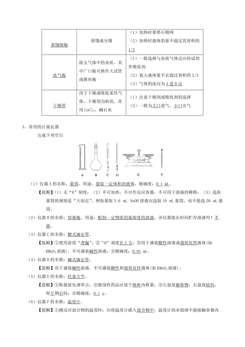 2019-2020年高考化学一轮复习 专题11.1 化学实验基础知识讲案（含解析）.doc_第2页