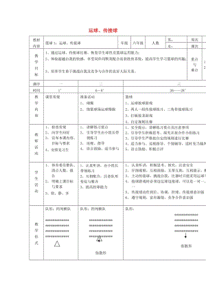 六年級(jí)體育下冊(cè) 籃球 1 運(yùn)球、傳接球教案.doc