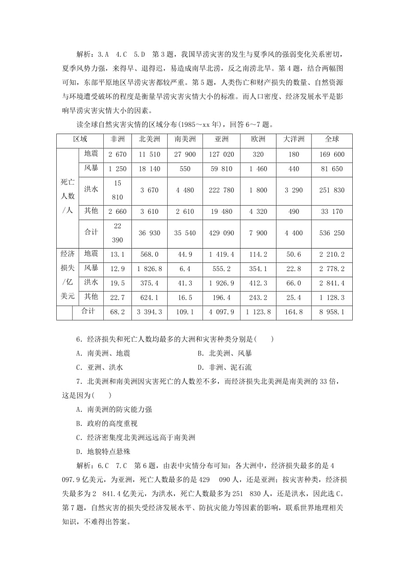 2019-2020年高中地理课时跟踪检测六自然灾害的地域差异鲁教版.doc_第2页