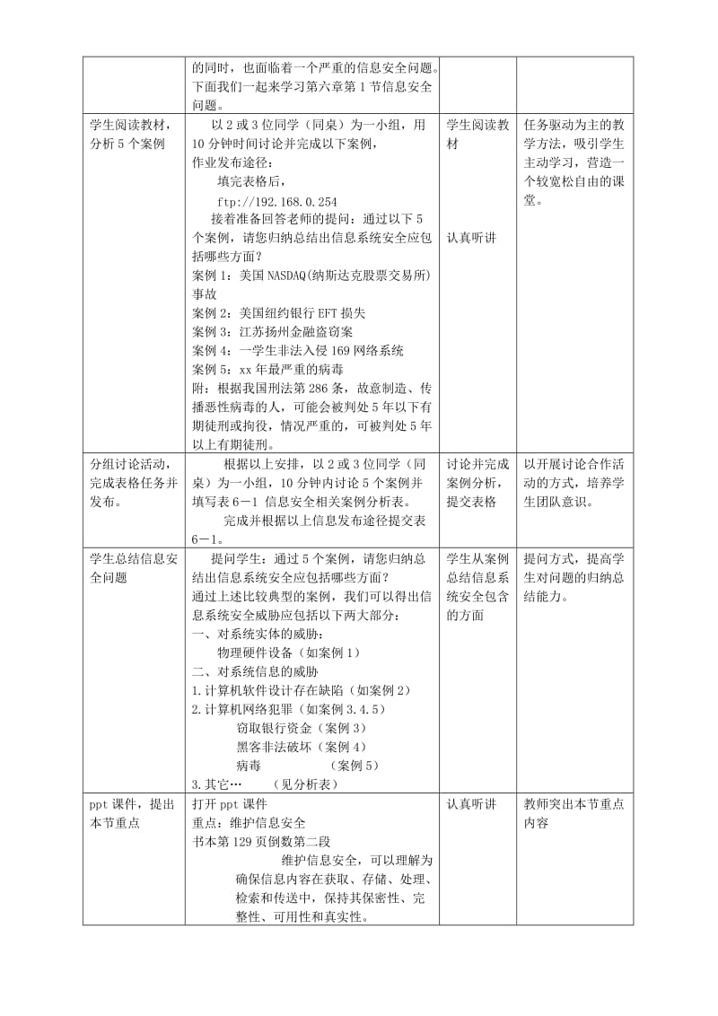 2019-2020年高中信息技术 信息安全及系统维护措施-信息安全问题分析与讨论教案 粤教版必修1.doc_第3页