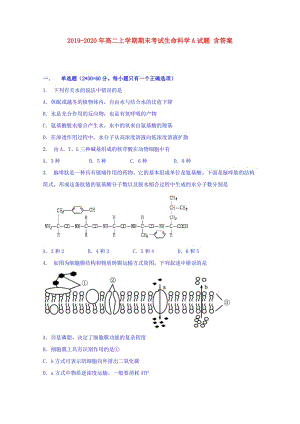 2019-2020年高二上學(xué)期期末考試生命科學(xué)A試題 含答案.doc