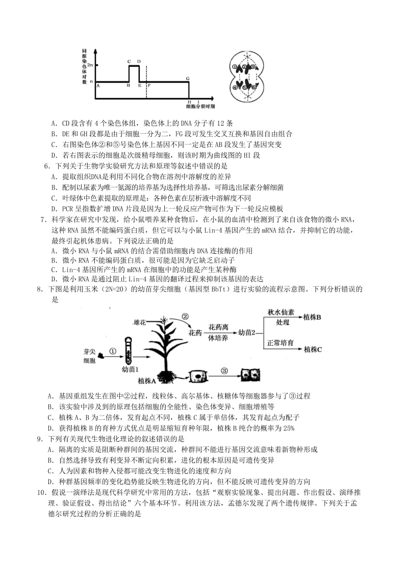 2019-2020年高三生物模拟考试试题.doc_第2页