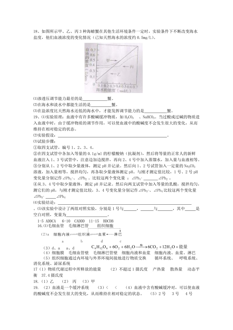 2019-2020年高考生物二轮复习 综合练习1 新人教版必修3.doc_第3页