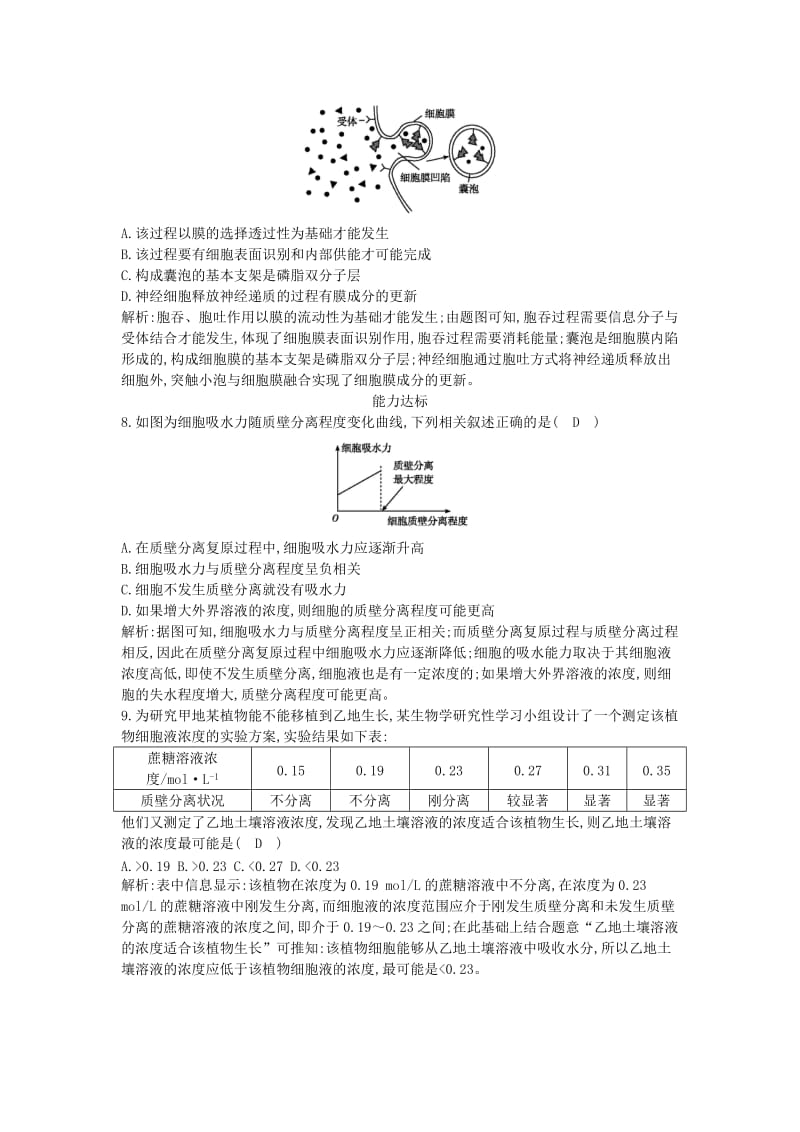 2019年高中生物 第二单元 细胞的基本结构与物质的输入和输出 第7讲 细胞的物质输入和输出课时跟踪训练.doc_第3页