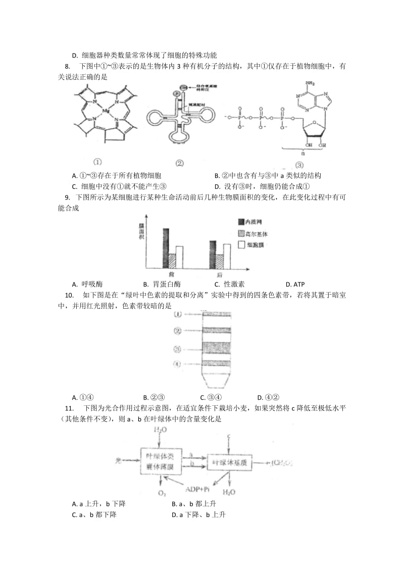 2019-2020年高三上学期统考二 生物试卷.doc_第2页