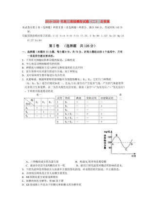 2019-2020年高三理綜模擬試題（二） 含答案.doc