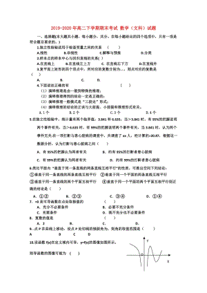 2019-2020年高二下學(xué)期期末考試 數(shù)學(xué)（文科）試題.doc