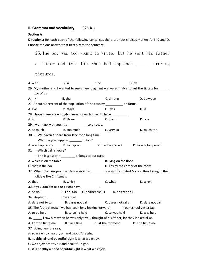 2019-2020年高三第二次月考（英语）.doc_第3页