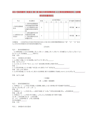 2019年高考數(shù)學一輪復習 第一章 集合與常用邏輯用語 1.3 簡單的邏輯聯(lián)結(jié)詞、全稱量詞與存在量詞講義.doc