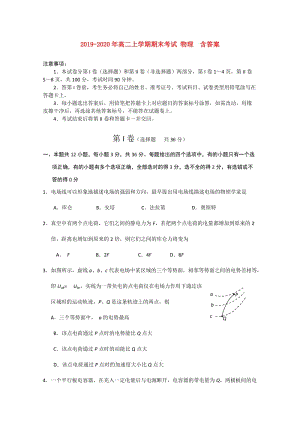 2019-2020年高二上學(xué)期期末考試 物理 含答案.doc