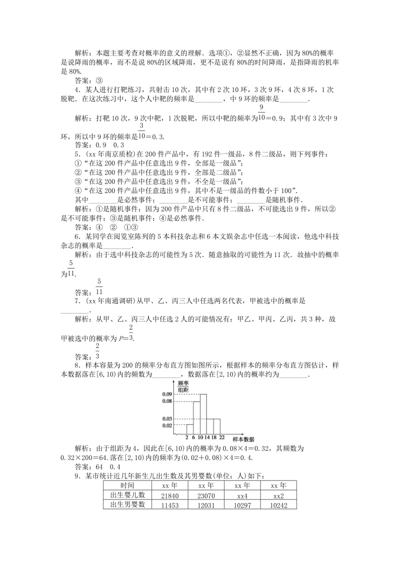 2019-2020年高中数学《3.1.2 随机事件的概率》知能优化训练 苏教版必修3.doc_第2页