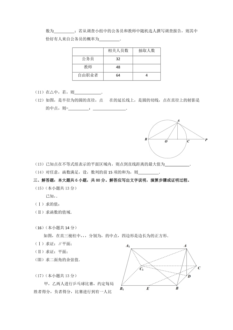 2019-2020年高三仿真模拟数学理科试卷2 含答案.doc_第2页