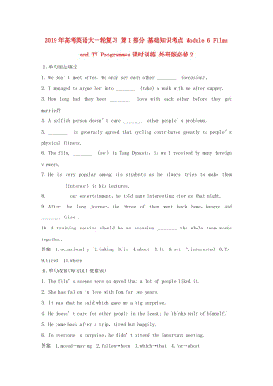 2019年高考英語大一輪復習 第1部分 基礎知識考點 Module 6 Films and TV Programmes課時訓練 外研版必修2.doc