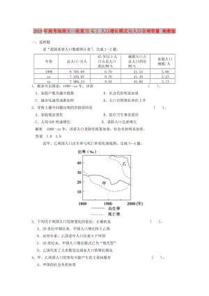 2019年高考地理大一輪復習 6.1 人口增長模式與人口合理容量 湘教版.doc