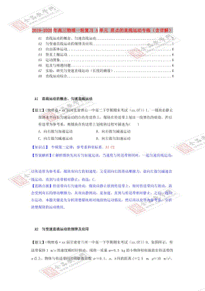 2019-2020年高三物理一輪復習 A單元 質點的直線運動專練（含詳解）.doc