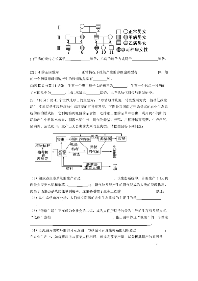 2019-2020年高三5月高考模拟生物试题 含答案.doc_第3页