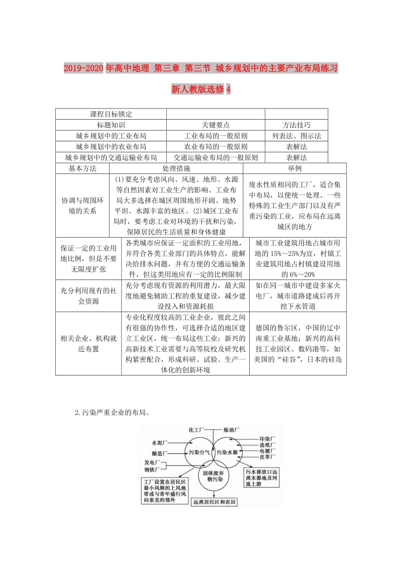 2019-2020年高中地理 第三章 第三节 城乡规划中的主要产业布局练习 新人教版选修4.doc_第1页