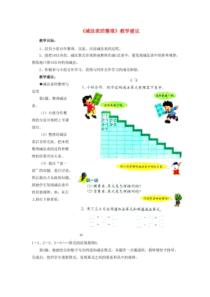 2019一年級數(shù)學(xué)上冊 第5單元《10以內(nèi)的加法和減法》（減法表的整理）教學(xué)建議 （新版）冀教版.doc