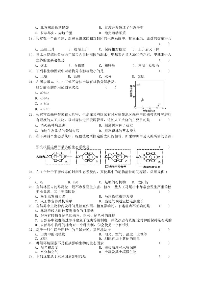 2019-2020年高三生物 生物与环境、生态系统的结构单元测试（09）旧人教版.doc_第3页