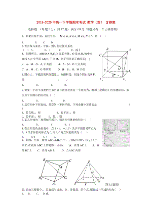 2019-2020年高一下學(xué)期期末考試 數(shù)學(xué)（理） 含答案.doc