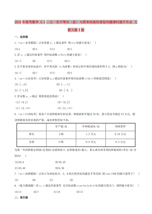 2019年高考數(shù)學(xué) 6.3二元一次不等式（組）與簡單的線性規(guī)劃問題課時提升作業(yè) 文 新人教A版.doc