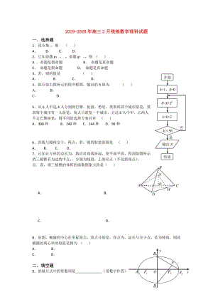 2019-2020年高三2月统练数学理科试题.doc