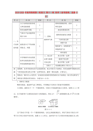 2019-2020年高考物理第一輪復(fù)習(xí) 第十一章 熱學(xué)（備考指南選修3-3）.doc