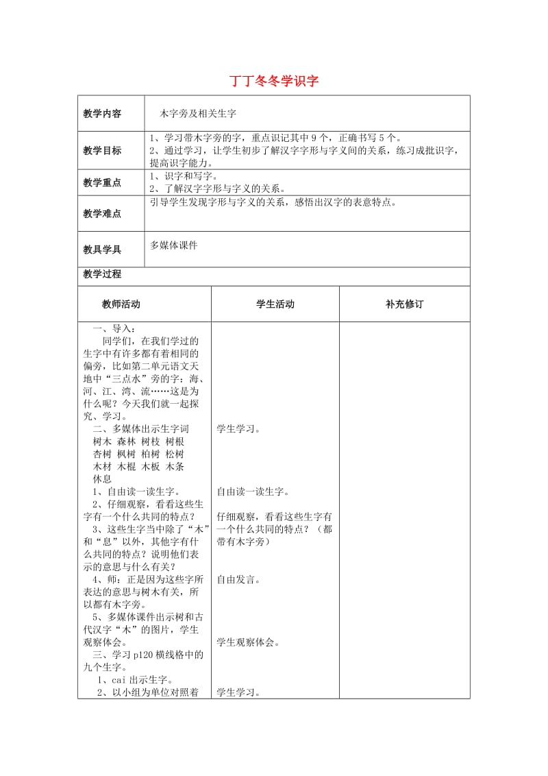 2019春一年级语文下册 14《丁丁冬冬学识字》教学设计1 北师大版.doc_第1页