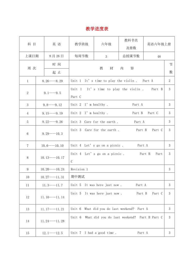 四年级英语上册 全册教案 陕旅版.doc_第1页