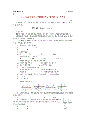 2019-2020年高三上學(xué)期期末考試 數(shù)學(xué)理（A）含答案.doc