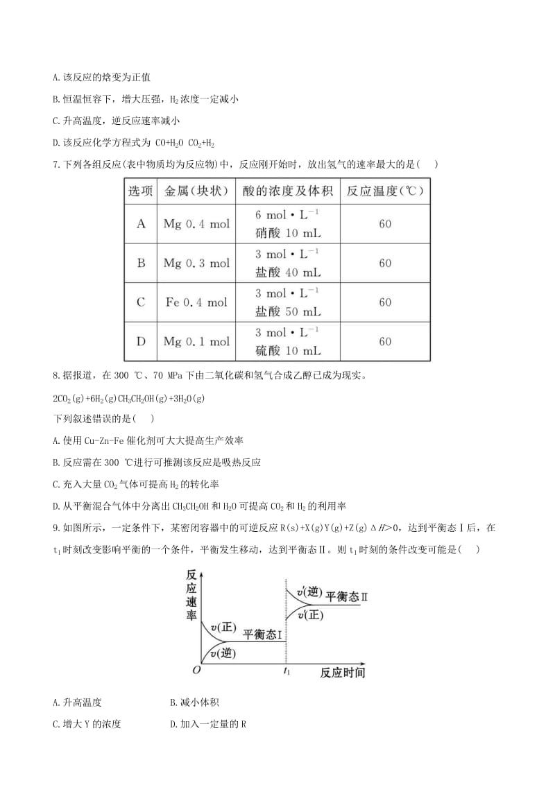 2019年高中化学 第2章 化学反应的方向、限度与速率单元质量评估 鲁科版选修4.doc_第2页