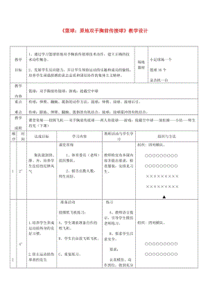 四年級體育下冊 原地雙手胸前傳接球教案.doc