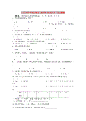 2019-2020年高中數(shù)學(xué) 第四章《直線與圓》過關(guān)檢測(cè).doc