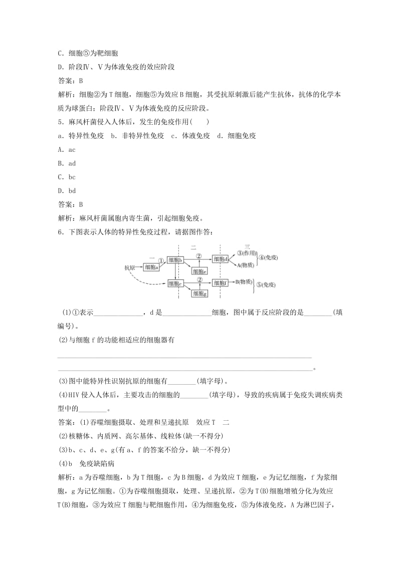 2019-2020年高中生物 2.4免疫调节同步练习 新人教版必修3.doc_第2页