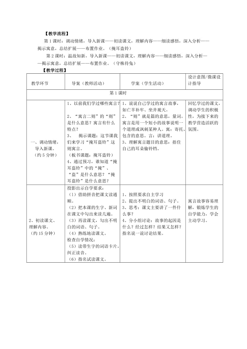 2019年四年级语文上册 30.寓言两则（1）教案 语文S版.doc_第2页