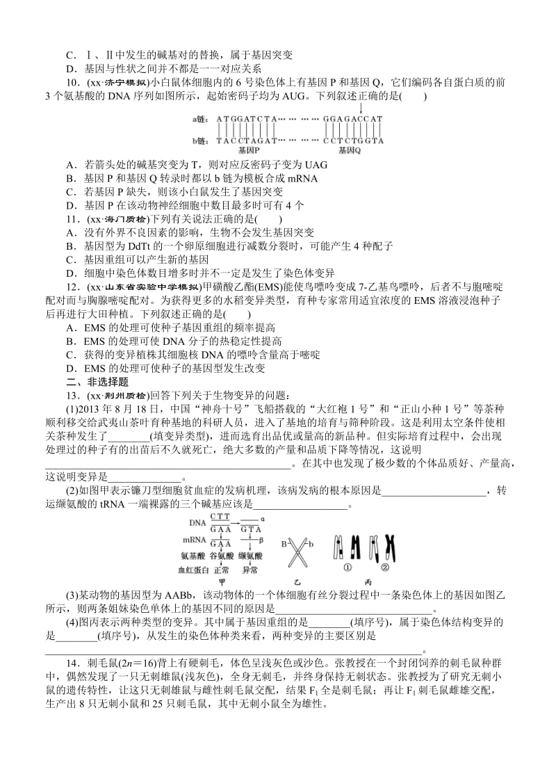 2019-2020年高考生物一轮课下限时集训：27生物的变异.doc_第2页