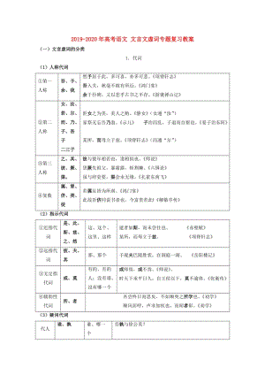 2019-2020年高考語文 文言文虛詞專題復(fù)習(xí)教案.doc