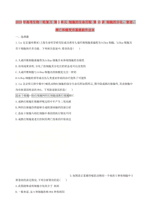 2019年高考生物一輪復(fù)習(xí) 第3單元 細(xì)胞的生命歷程 第10講 細(xì)胞的分化、衰老、凋亡和癌變夯基提能作業(yè)本.doc