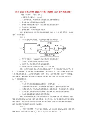 2019-2020年高二生物《穩(wěn)態(tài)與環(huán)境》試題集（12）新人教版必修3.doc