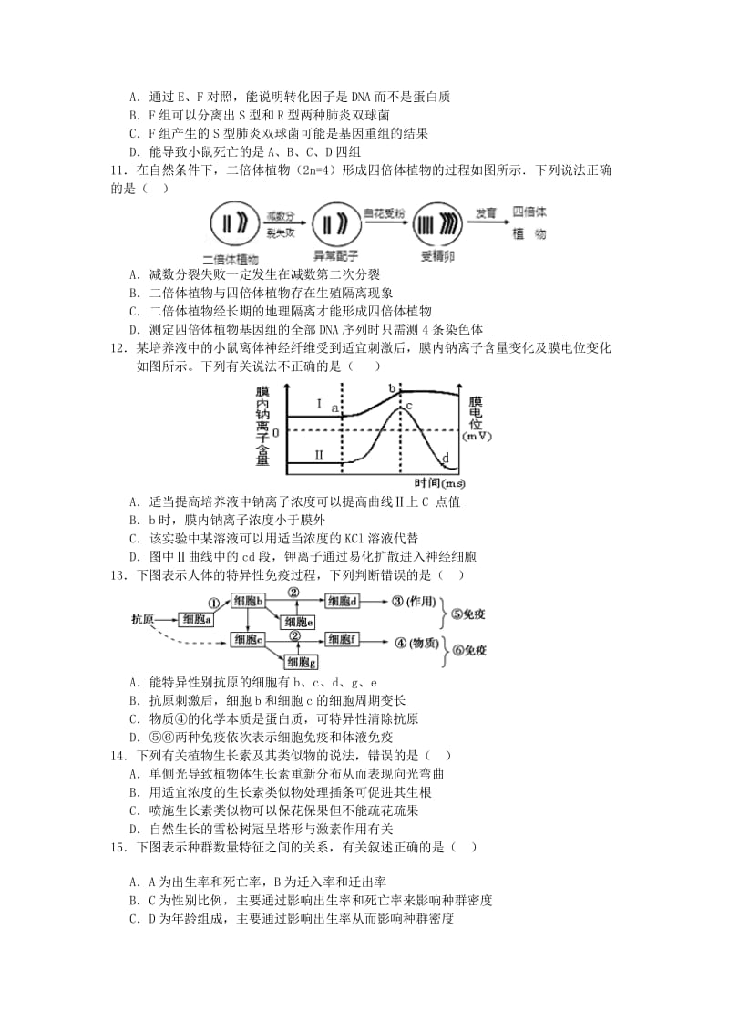 2019-2020年高考冲刺（3）生物试题 含答案.doc_第3页