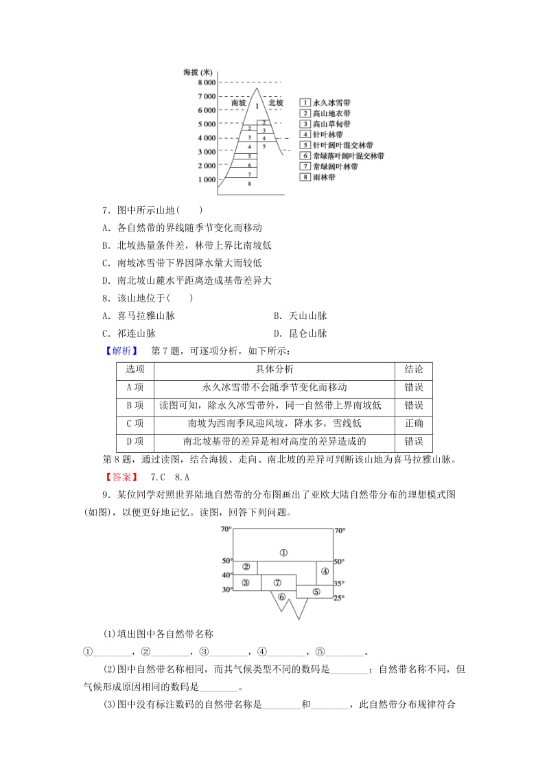 2019-2020年高中地理 第五章 第2节 自然地理环境的差异性课时作业 新人教版必修1.doc_第3页