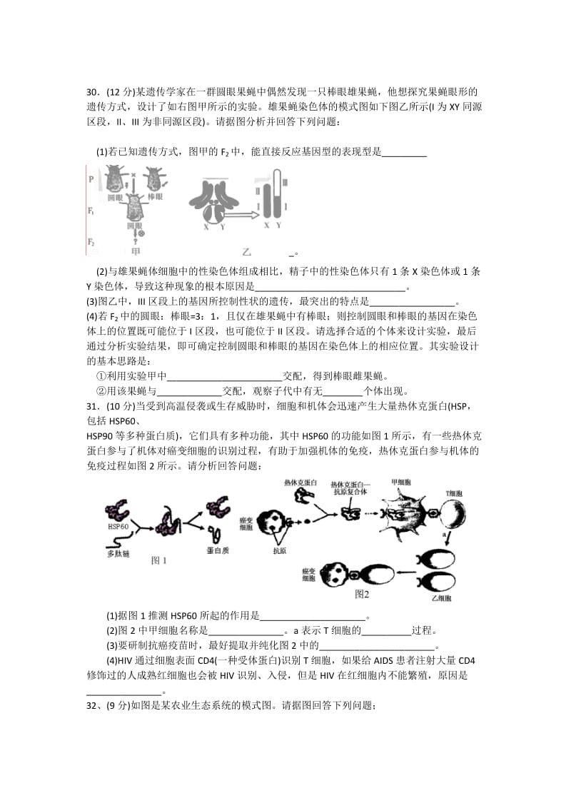 2019-2020年高二下学期期末测试理科综合生物试题 含答案.doc_第3页