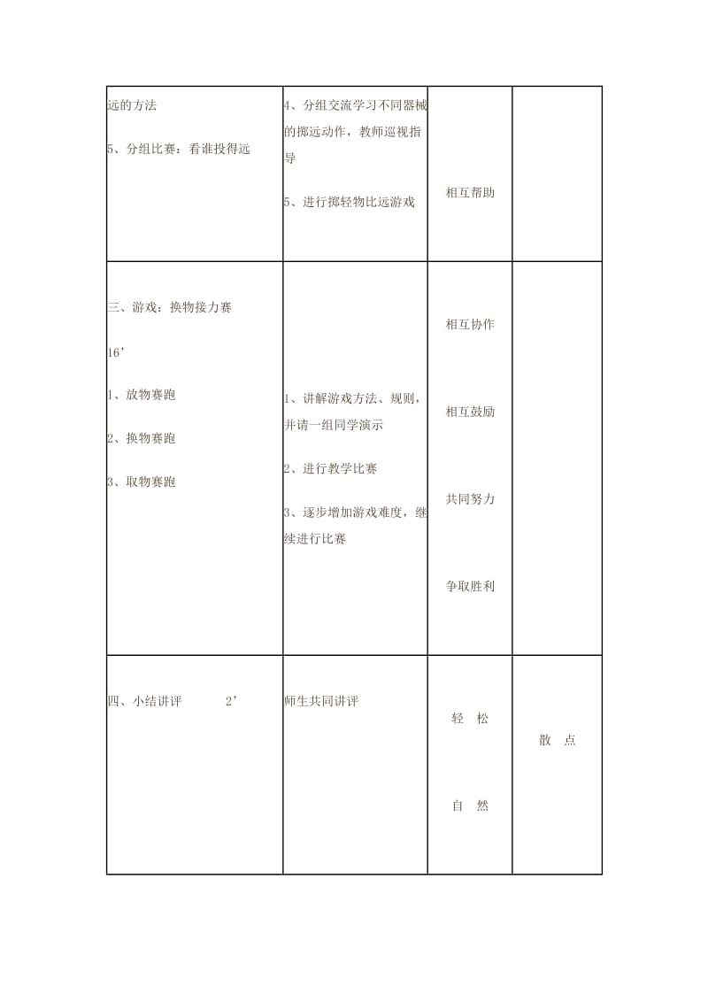 一年级体育下册 投掷：持轻物掷远教案.doc_第2页