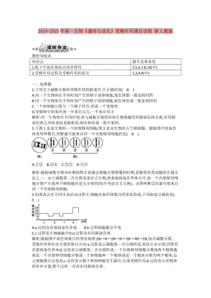 2019-2020年高一生物《遺傳與進(jìn)化》受精作用課后訓(xùn)練 新人教版.doc