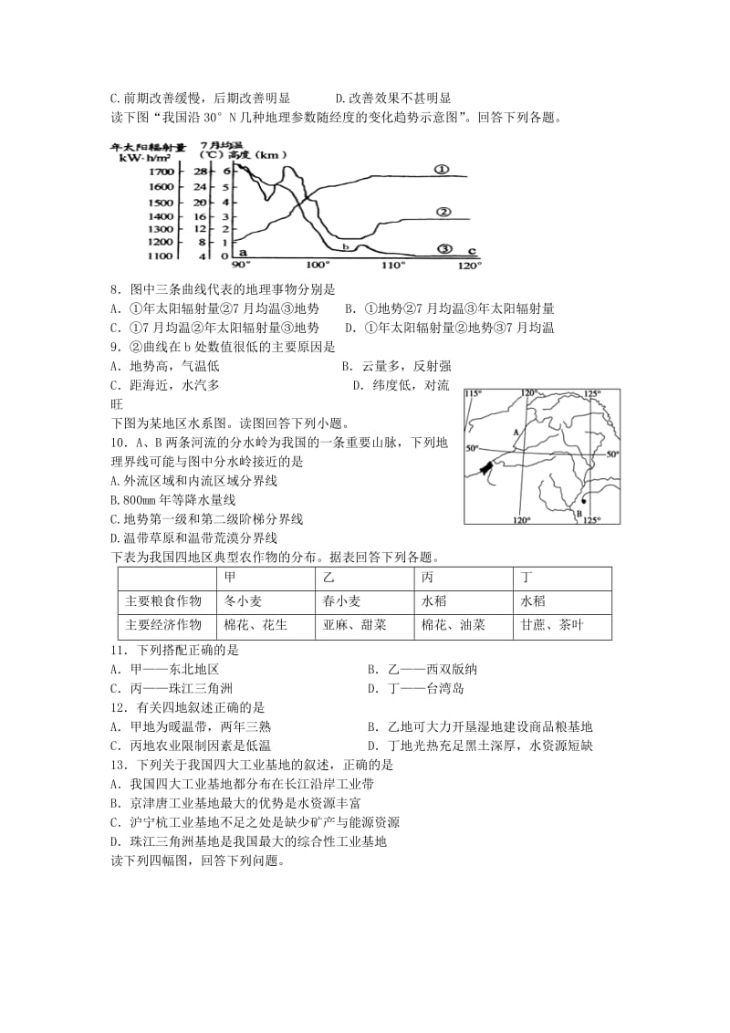 2019-2020年高二6月月考文科综合地理试题 含答案.doc_第2页