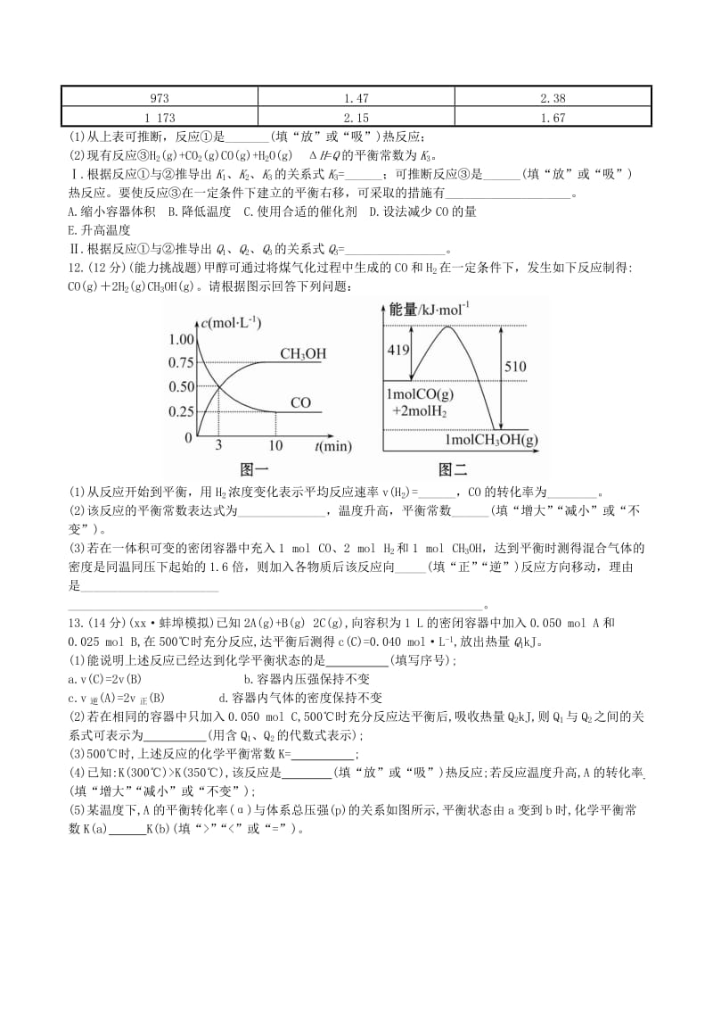 2019年高考化学一轮复习 第7章 第3节 化学平衡常数 化学反应进行的方向课时提升作业（含解析）新人教版.doc_第3页