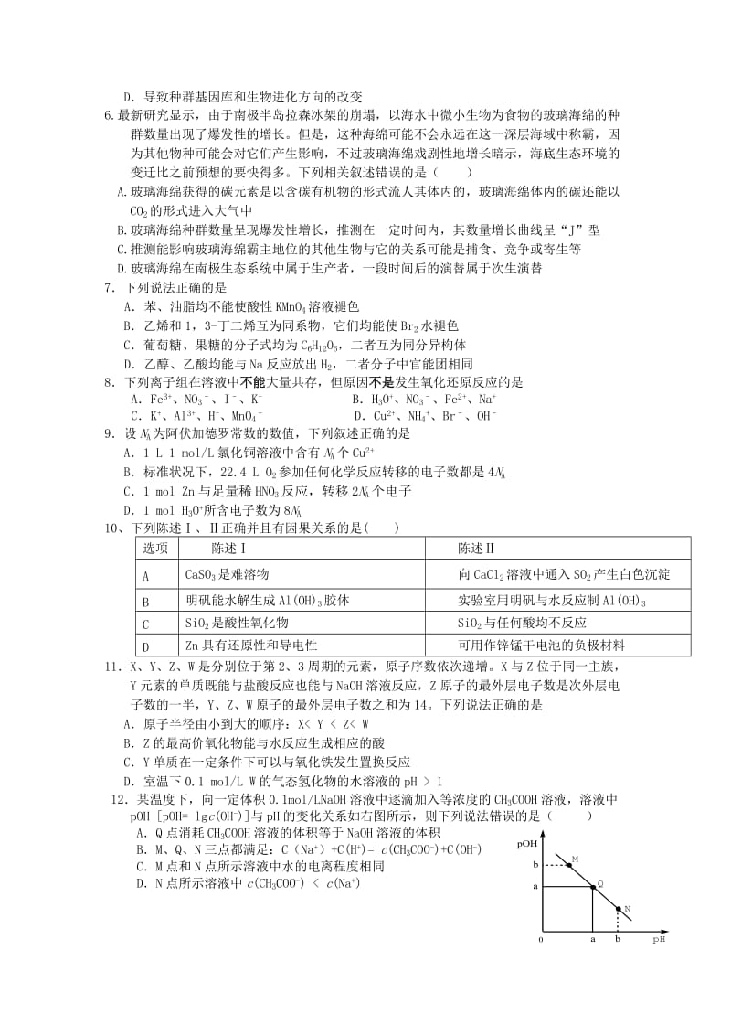 2019-2020年高三“临门一脚”理科综合试题 含答案.doc_第2页