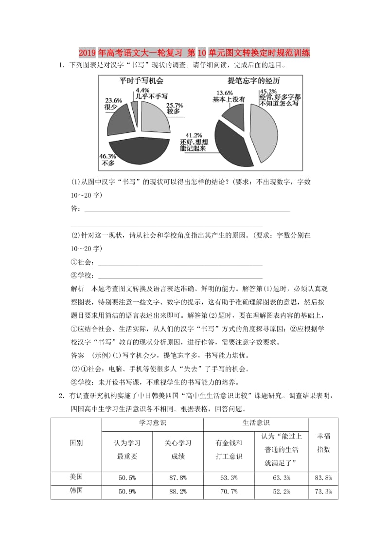 2019年高考语文大一轮复习 第10单元图文转换定时规范训练.doc_第1页